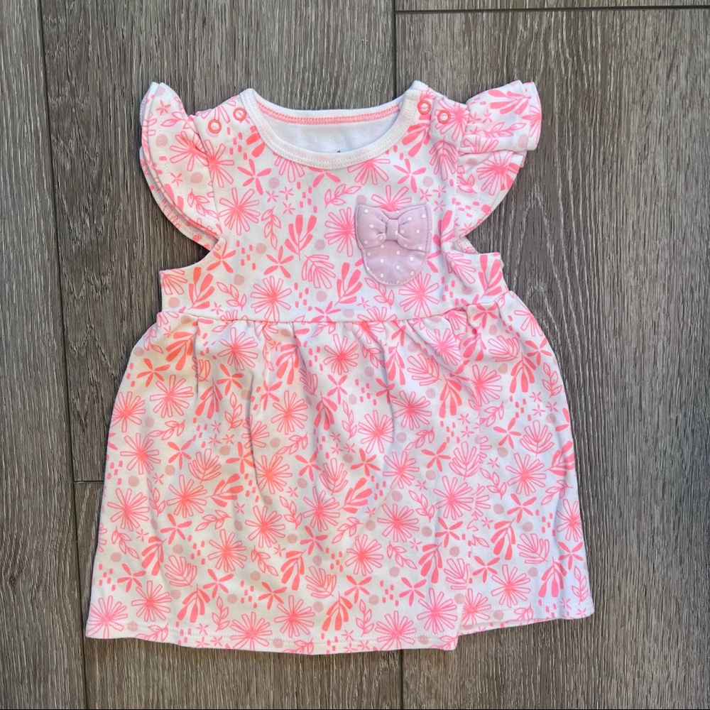 CLOUD ISLAND SHORT SLEEVE FLORAL PRINT DRESS PINK 12MO